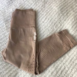 Gymshark khaki/sand cropped Energy leggings sz M